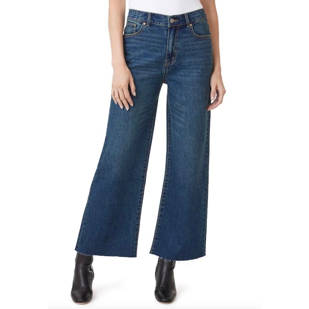 Anthropologie Habitual Wide Leg Denver Cropped Jeans 28 Raw Hem 6 Pants Denim